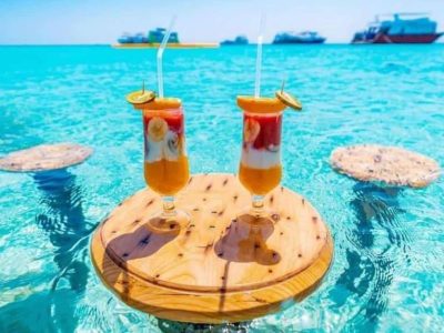 Private speed boat tour cruising between Dolphin Bay, Orange Bay, and Paradise Island